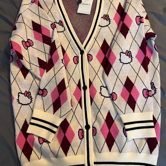 💕Hello Kitty & Friends Argyle Cardigan w/ cotton bottle set / Sweater size M - Picture 4 of 16